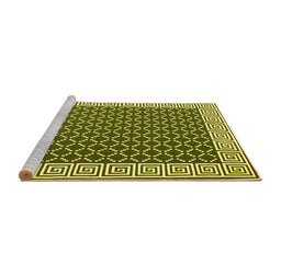 Sideview of Machine Washable Abstract Yellow Contemporary Rug, wshcon2438yw