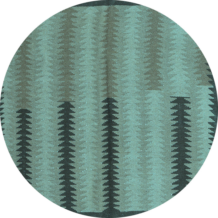 Round Machine Washable Southwestern Light Blue Country Rug, wshcon2439lblu