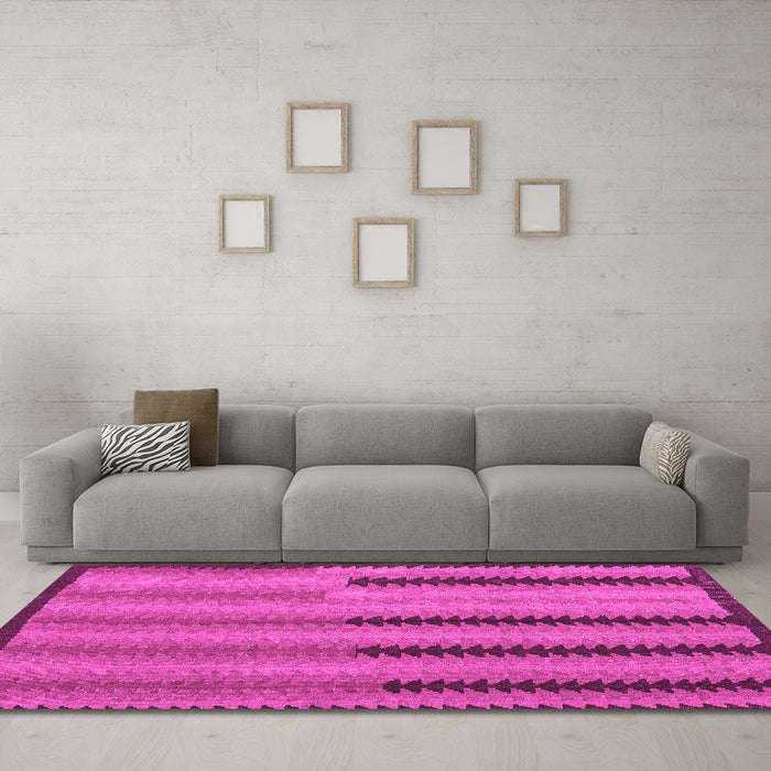 Machine Washable Southwestern Pink Country Rug in a Living Room, wshcon2439pnk