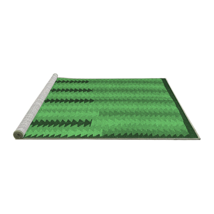Sideview of Machine Washable Southwestern Emerald Green Country Area Rugs, wshcon2439emgrn