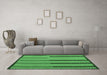 Machine Washable Southwestern Emerald Green Country Area Rugs in a Living Room,, wshcon2439emgrn