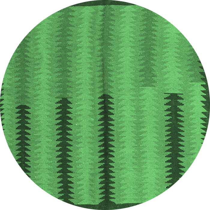 Round Southwestern Emerald Green Country Rug, con2439emgrn