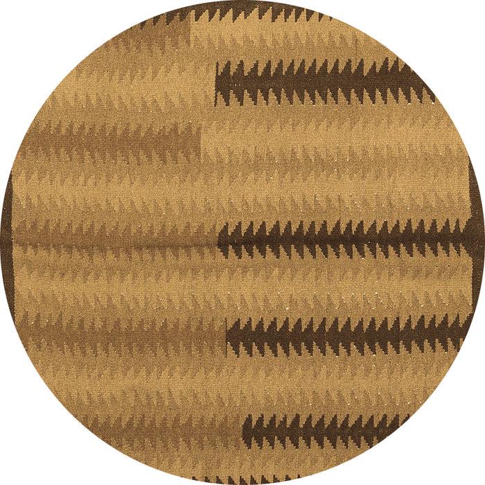 Round Machine Washable Southwestern Brown Country Rug, wshcon2439brn
