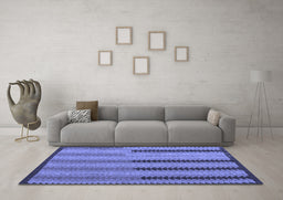 Machine Washable Southwestern Blue Country Rug in a Living Room, wshcon2439blu