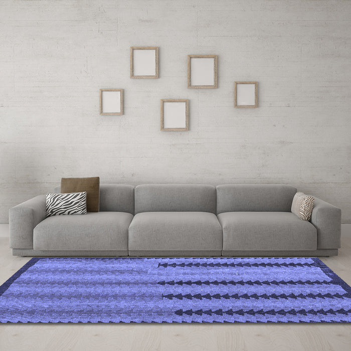 Machine Washable Southwestern Blue Country Rug in a Living Room, wshcon2439blu