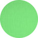 Round Machine Washable Solid Emerald Green Modern Area Rugs, wshcon243emgrn