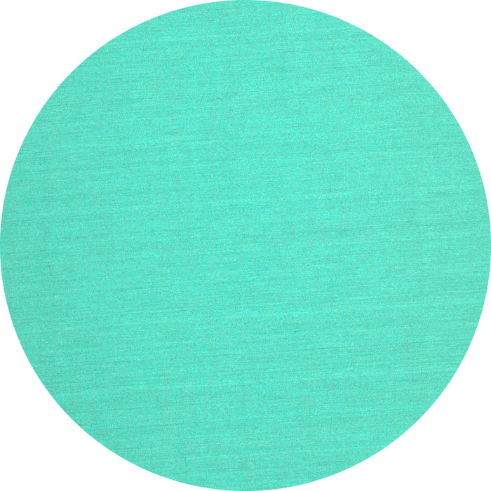 Round Machine Washable Solid Turquoise Modern Area Rugs, wshcon243turq
