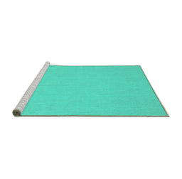 Sideview of Machine Washable Solid Turquoise Modern Area Rugs, wshcon243turq