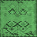 Square Machine Washable Southwestern Emerald Green Country Area Rugs, wshcon2440emgrn