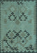 Machine Washable Southwestern Light Blue Country Rug, wshcon2440lblu