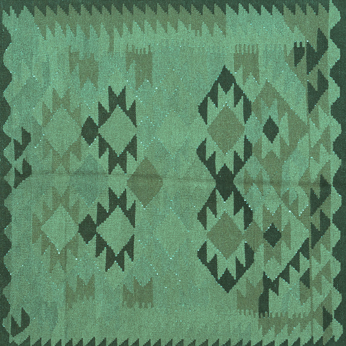 Square Southwestern Turquoise Country Rug, con2440turq
