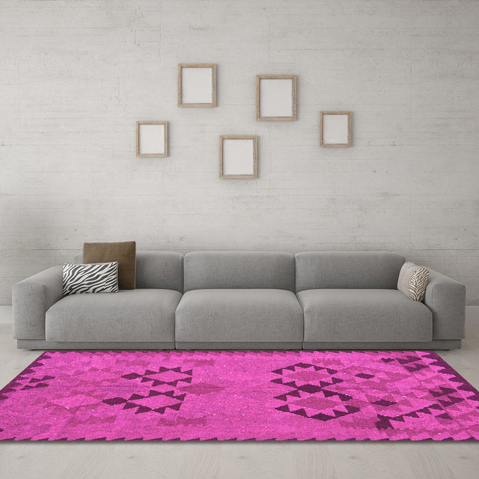 Machine Washable Southwestern Pink Country Rug in a Living Room, wshcon2440pnk