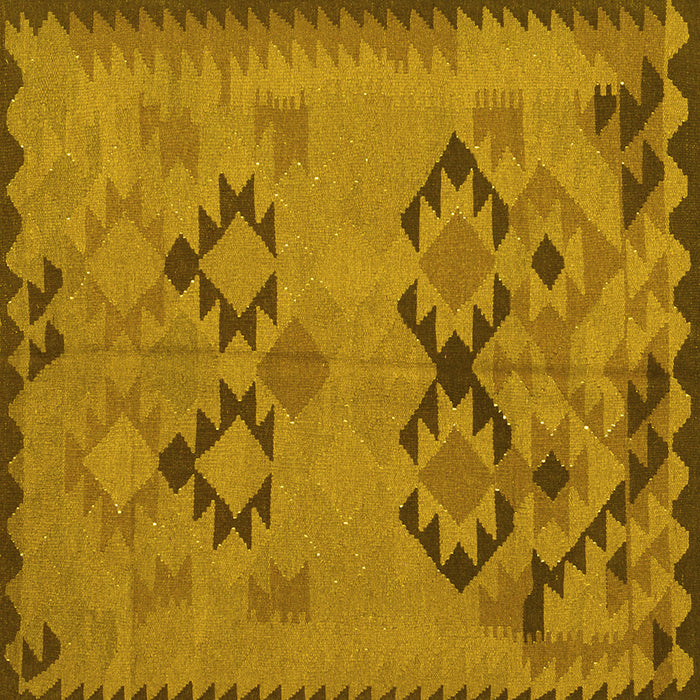 Square Southwestern Yellow Country Rug, con2440yw