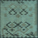 Square Machine Washable Southwestern Light Blue Country Rug, wshcon2440lblu