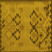 Square Machine Washable Southwestern Yellow Country Rug, wshcon2440yw