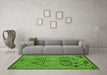 Machine Washable Southwestern Green Country Area Rugs in a Living Room,, wshcon2440grn