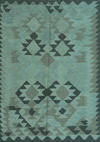 Southwestern Light Blue Country Rug, con2440lblu