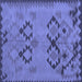 Square Machine Washable Southwestern Blue Country Rug, wshcon2440blu