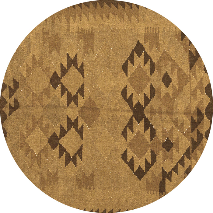 Round Southwestern Brown Country Rug, con2440brn