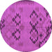 Round Machine Washable Southwestern Purple Country Area Rugs, wshcon2440pur