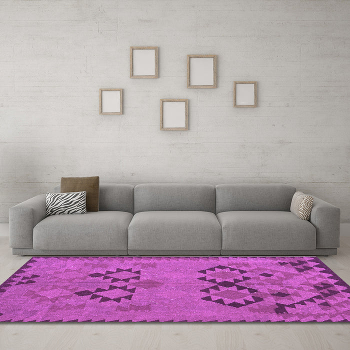 Machine Washable Southwestern Purple Country Area Rugs in a Living Room, wshcon2440pur