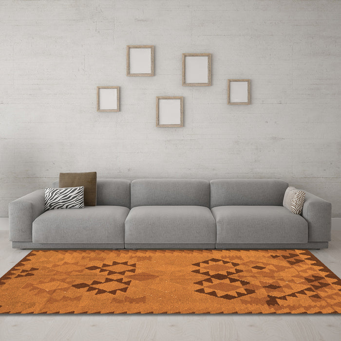 Machine Washable Southwestern Orange Country Area Rugs in a Living Room, wshcon2440org