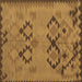 Square Machine Washable Southwestern Brown Country Rug, wshcon2440brn