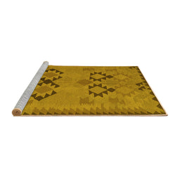 Sideview of Machine Washable Southwestern Yellow Country Rug, wshcon2440yw