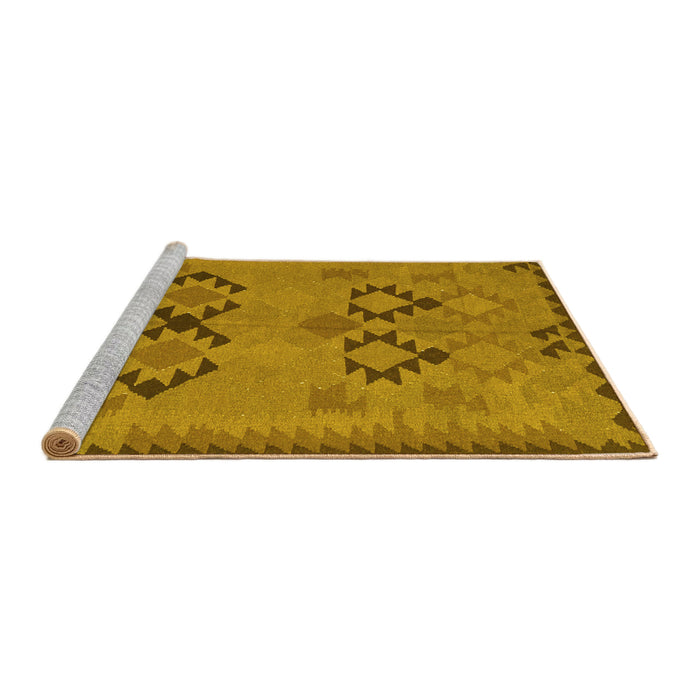 Sideview of Machine Washable Southwestern Yellow Country Rug, wshcon2440yw