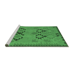 Sideview of Machine Washable Southwestern Emerald Green Country Area Rugs, wshcon2440emgrn