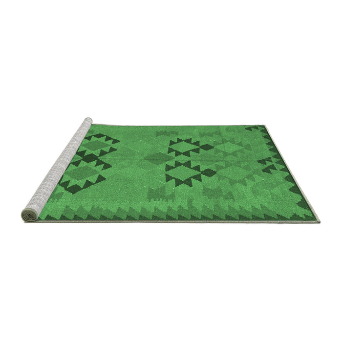 Sideview of Machine Washable Southwestern Emerald Green Country Area Rugs, wshcon2440emgrn