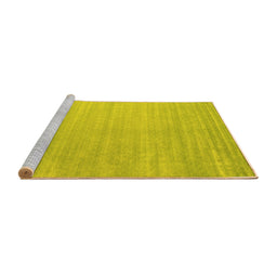 Sideview of Machine Washable Abstract Yellow Contemporary Rug, wshcon2441yw