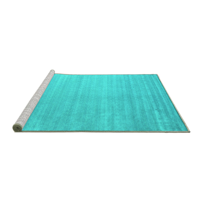 Sideview of Machine Washable Abstract Turquoise Contemporary Area Rugs, wshcon2441turq