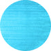 Round Machine Washable Abstract Light Blue Contemporary Rug, wshcon2441lblu