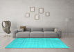 Machine Washable Abstract Turquoise Contemporary Area Rugs in a Living Room,, wshcon2441turq