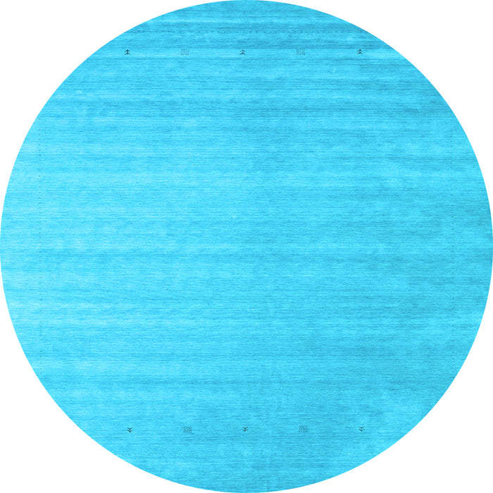 Round Abstract Light Blue Contemporary Rug, con2441lblu