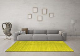 Machine Washable Abstract Yellow Contemporary Rug in a Living Room, wshcon2441yw
