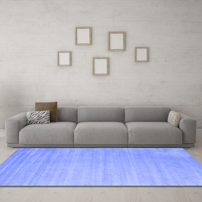 Machine Washable Abstract Blue Contemporary Rug in a Living Room, wshcon2441blu