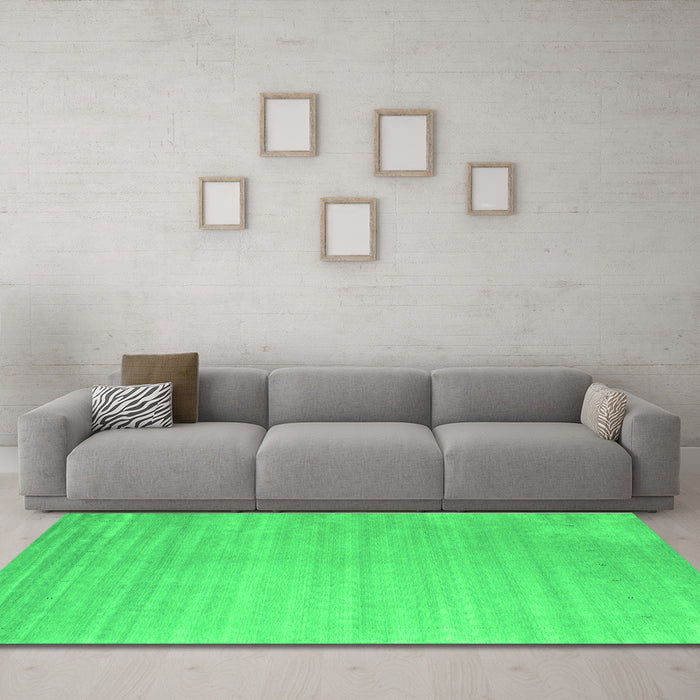 Machine Washable Abstract Green Contemporary Area Rugs in a Living Room,, wshcon2441grn