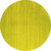 Round Machine Washable Abstract Yellow Contemporary Rug, wshcon2441yw