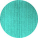 Round Machine Washable Abstract Turquoise Contemporary Area Rugs, wshcon2442turq