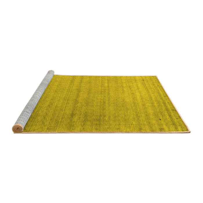 Sideview of Machine Washable Abstract Yellow Contemporary Rug, wshcon2442yw