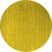 Round Abstract Yellow Contemporary Rug, con2442yw