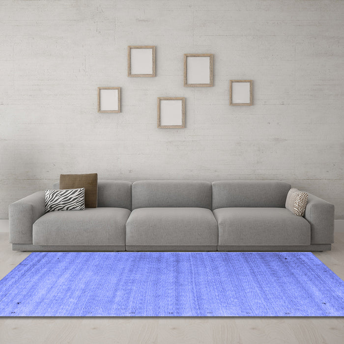 Machine Washable Abstract Blue Contemporary Rug in a Living Room, wshcon2442blu