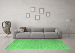Machine Washable Abstract Emerald Green Contemporary Area Rugs in a Living Room,, wshcon2442emgrn
