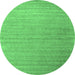 Round Abstract Emerald Green Contemporary Rug, con2442emgrn