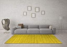 Machine Washable Abstract Yellow Contemporary Rug in a Living Room, wshcon2442yw