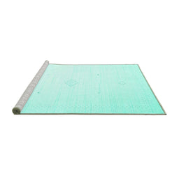 Sideview of Machine Washable Solid Turquoise Modern Area Rugs, wshcon2443turq