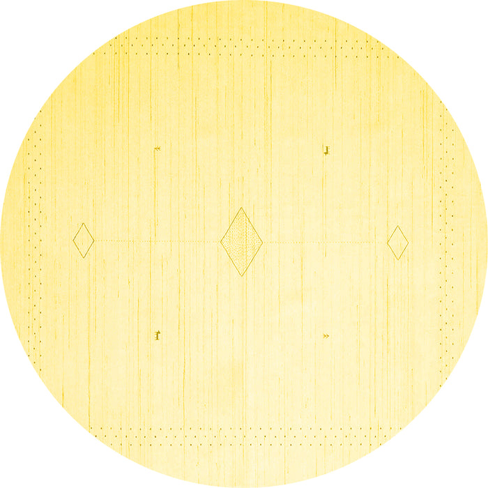Round Machine Washable Solid Yellow Modern Rug, wshcon2443yw