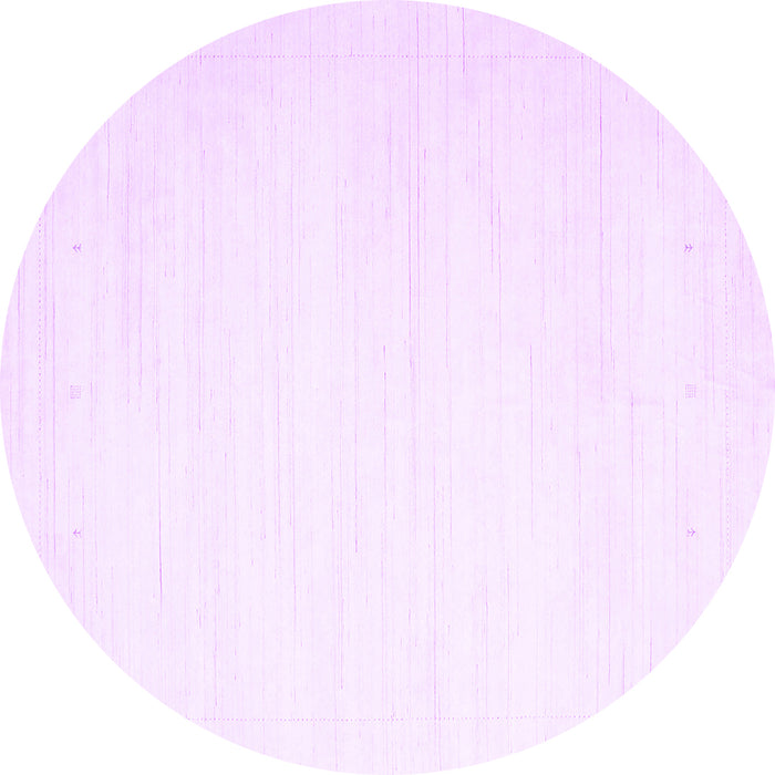 Round Machine Washable Solid Purple Modern Area Rugs, wshcon2444pur